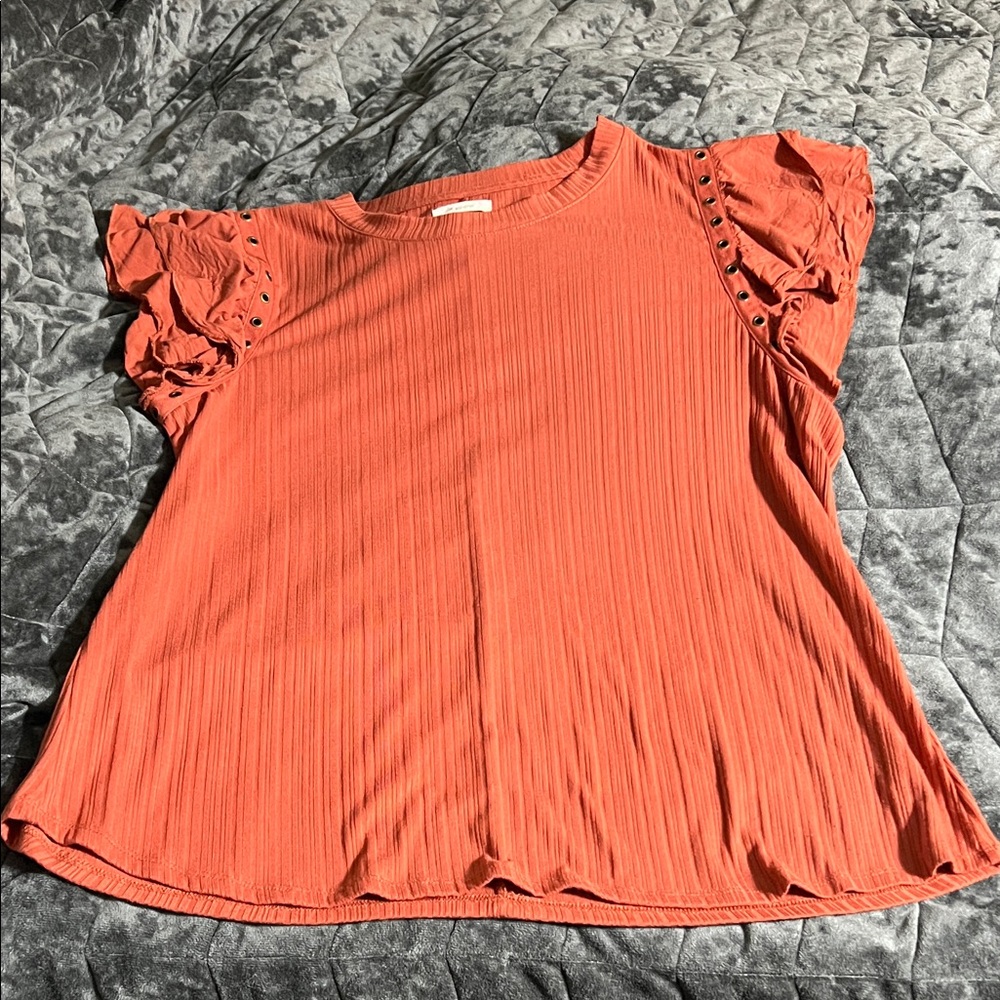 Maurices Rust Ruffle Sleeve Blouse